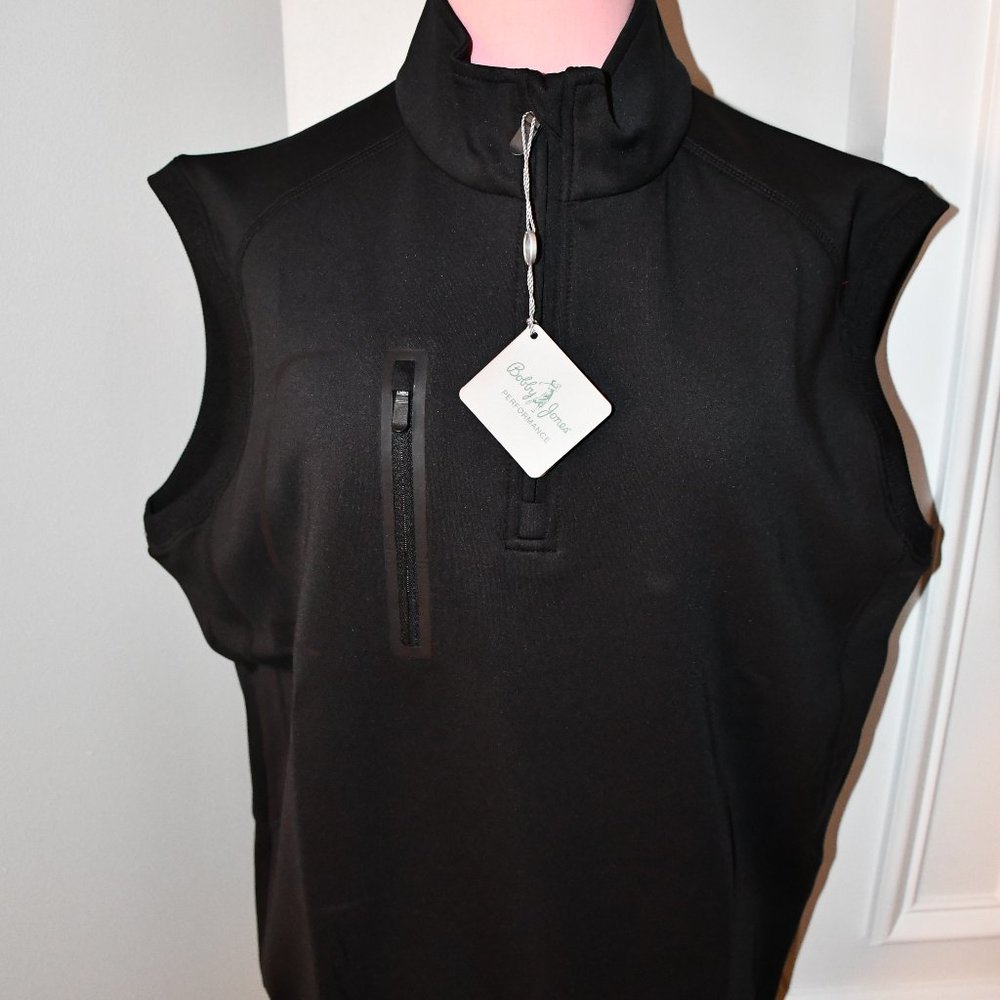 Bobby Jones Quarter Zip Water Repellent Vest in Black Size SMALL # BJ520006 NWT